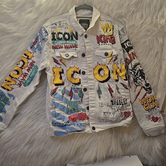 COOPER RIVET WHITE ICON DENIM JACKET - Picture 1 of 8